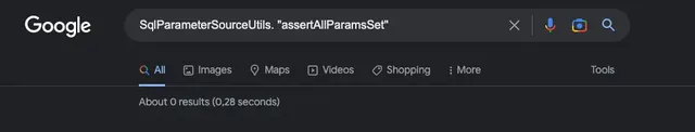 

Google logo w/"assertAllParamsSet" text: successful search