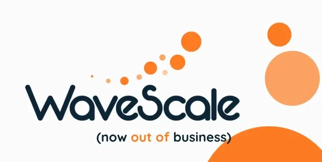 

Brand graphics w/wave pattern and orange font: "WaveScale (