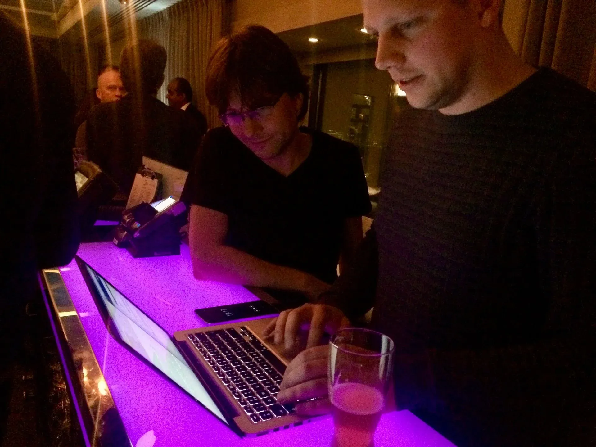 Place for entertainment: netbook brings light & joy to a purple table.