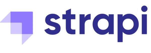 

"Electric-blue logo rectangle signage w/ "strapi" text