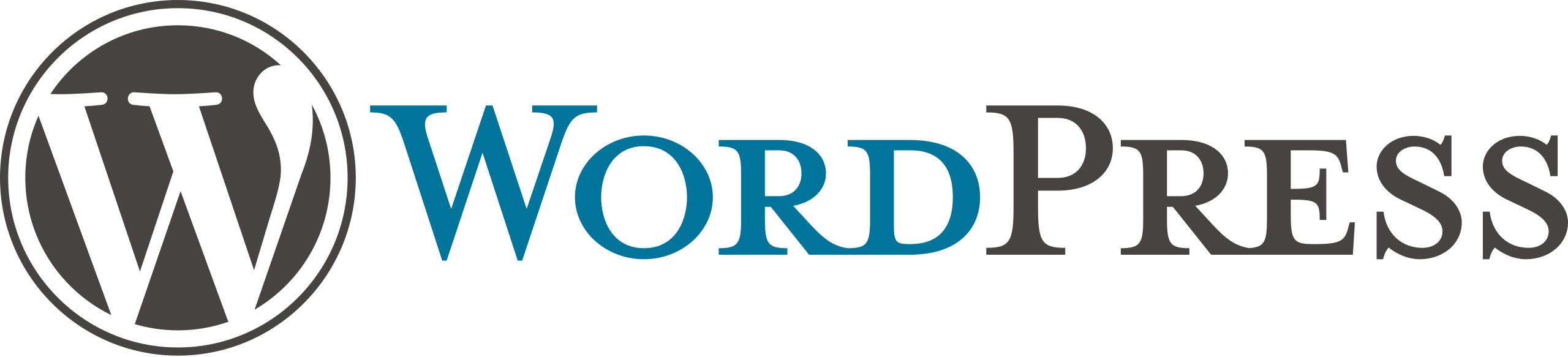 

Graphic-brand logo trademark with "WORDPRESS" text in