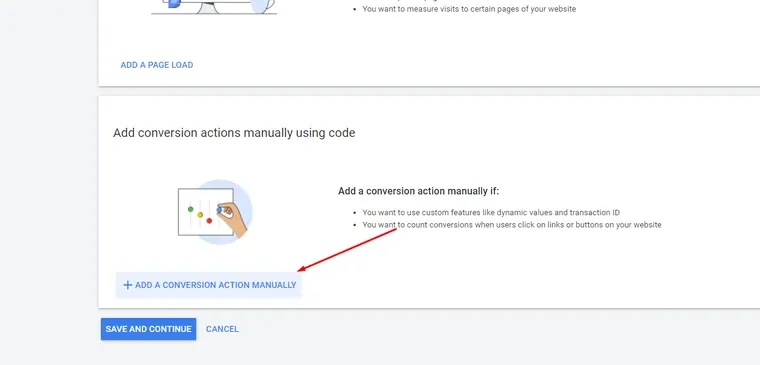 Screenshot of web page showing software setup for measuring visits to key pages.