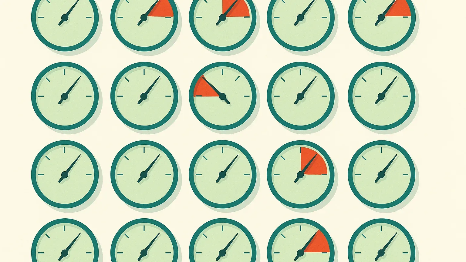 Wand met ronde meters waarvan er vijf met de wijzer in het rode gebied staan.